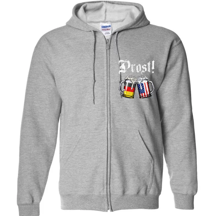 Prost Beer German American Flag Full Zip Hoodie