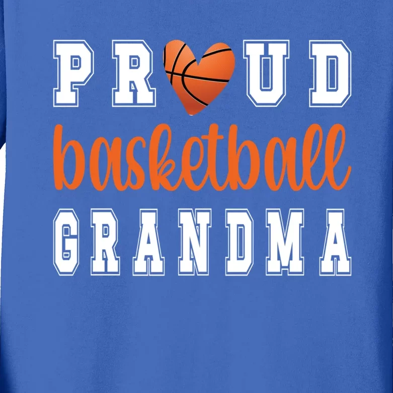 Proud Basketball Grandma Grandmother Of Basketball Player Great Gift Kids Long Sleeve Shirt