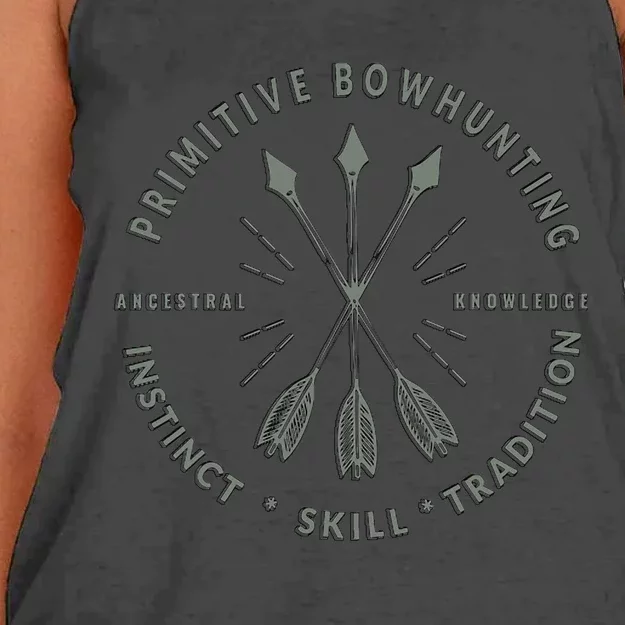 Primitive Bow Hunting Archery Bow Hunter Gift Women's Knotted Racerback Tank