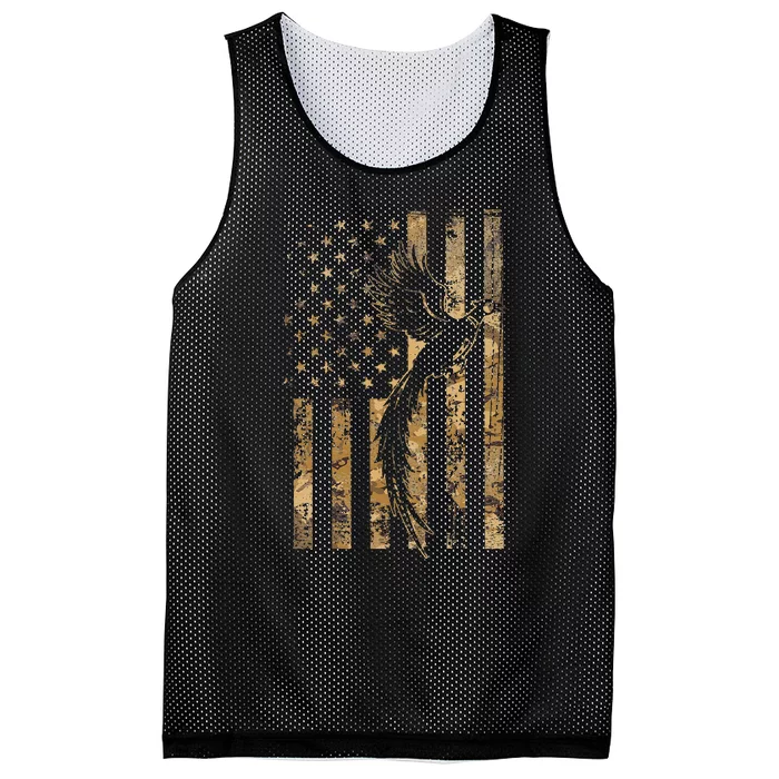 Pheasant Bird Hunter American Flag Camouflage Pheasant Hunt Mesh Reversible Basketball Jersey Tank