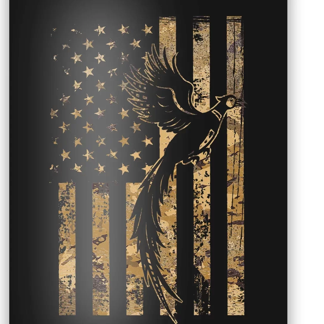 Pheasant Bird Hunter American Flag Camouflage Pheasant Hunt Poster