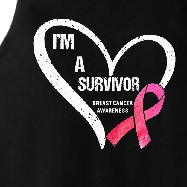 pink butterfly heart im a survivor breast cancer awareness Ladies Tri-Blend Wicking Tank