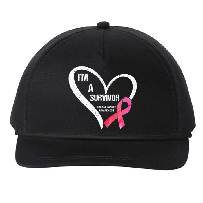 pink butterfly heart im a survivor breast cancer awareness Snapback Five-Panel Rope Hat