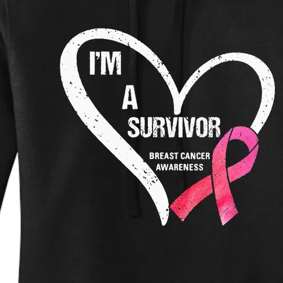 pink butterfly heart im a survivor breast cancer awareness Women's Pullover Hoodie