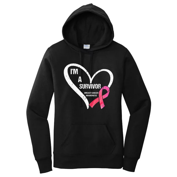 pink butterfly heart im a survivor breast cancer awareness Women's Pullover Hoodie