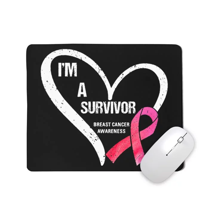 pink butterfly heart im a survivor breast cancer awareness Mousepad