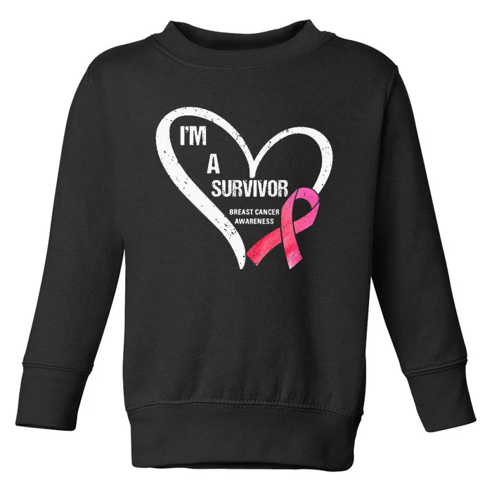 pink butterfly heart im a survivor breast cancer awareness Toddler Sweatshirt