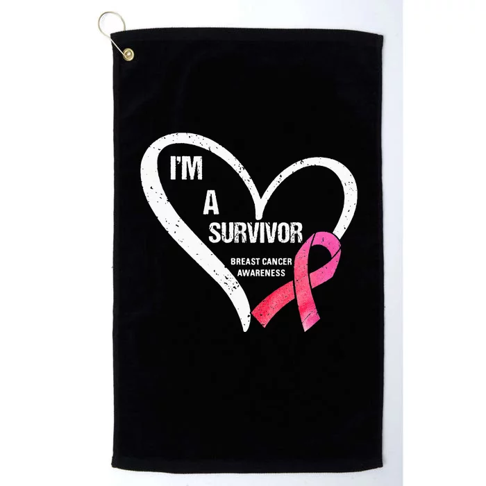 pink butterfly heart im a survivor breast cancer awareness Platinum Collection Golf Towel