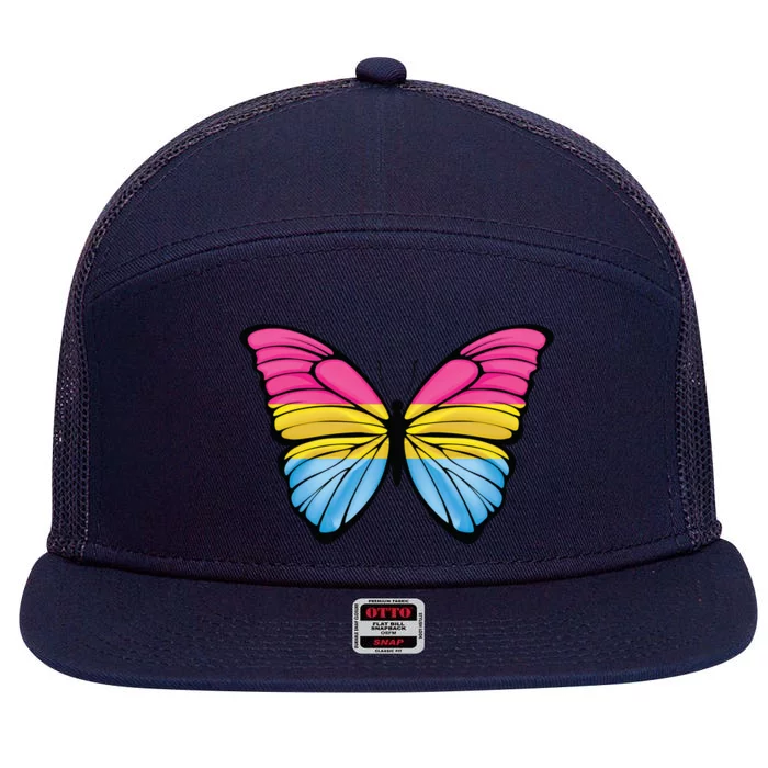 Pansexual Butterfly Hypolimnas Pan Pride Flag Pansexuality 7 Panel Mesh Trucker Snapback Hat