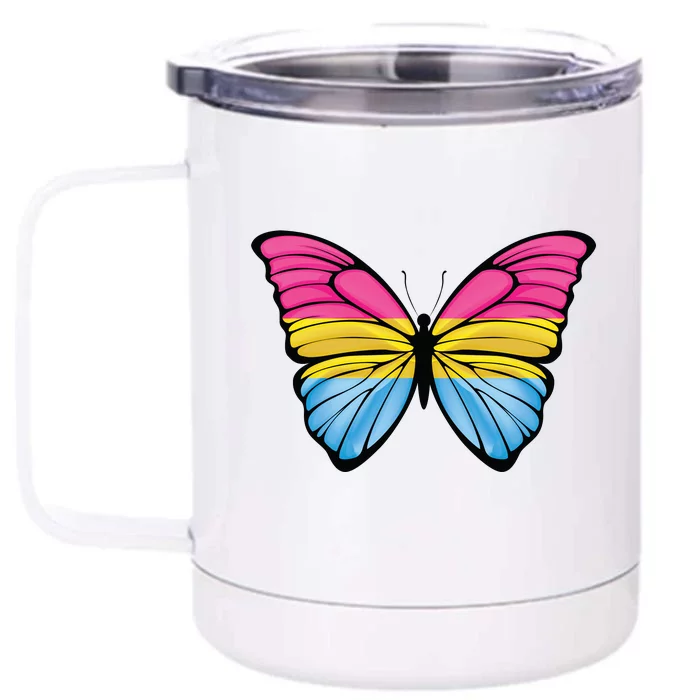 Pansexual Butterfly Hypolimnas Pan Pride Flag Pansexuality Front & Back 12oz Stainless Steel Tumbler Cup