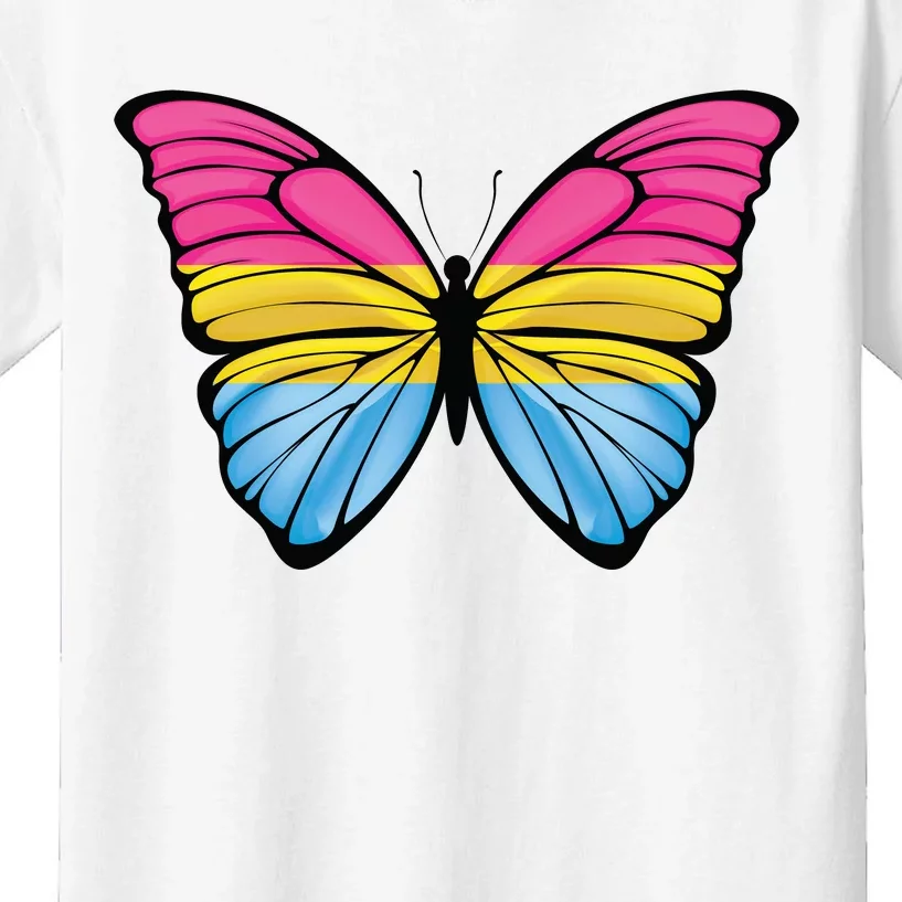 Pansexual Butterfly Hypolimnas Pan Pride Flag Pansexuality Kids T-Shirt