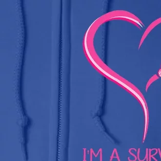 Pink Butterfly Heart IM A Survivor Breast Cancer Awareness Full Zip Hoodie