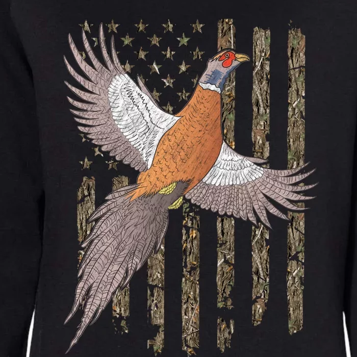 Pheasant Bird Hunting Usa American Flag Tree Camouflage Great Gift Womens California Wash Sweatshirt