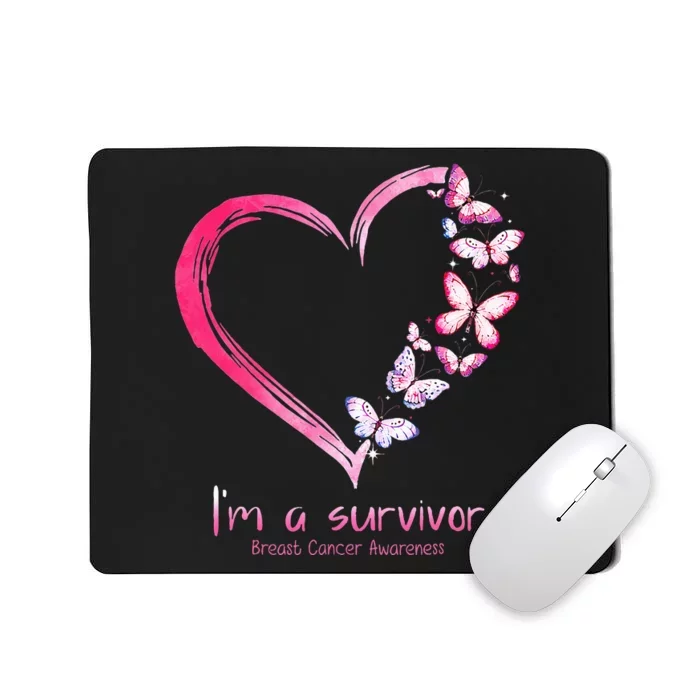 Pink Butterfly Heart Im A Survivor Breast Cancer Awareness Mousepad