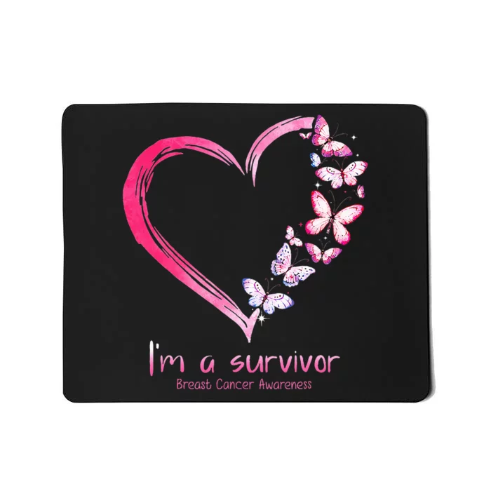 Pink Butterfly Heart Im A Survivor Breast Cancer Awareness Mousepad