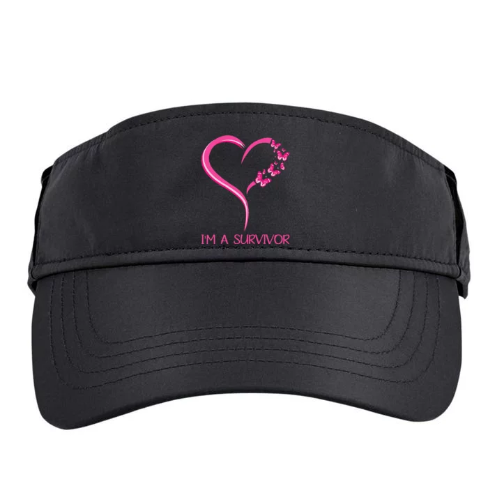 Pink Butterfly Heart IM A Survivor Breast Cancer Awareness Adult Drive Performance Visor