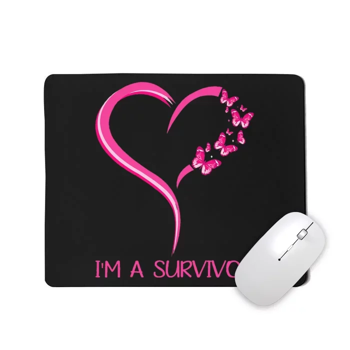 Pink Butterfly Heart IM A Survivor Breast Cancer Awareness Mousepad