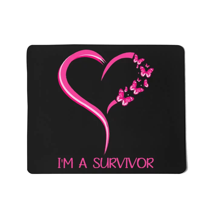 Pink Butterfly Heart IM A Survivor Breast Cancer Awareness Mousepad