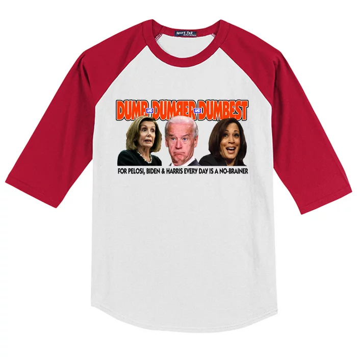 Pelosi Biden Harris Dumb And Dumber And Dumbest Funny Anti Biden Kids Colorblock Raglan Jersey