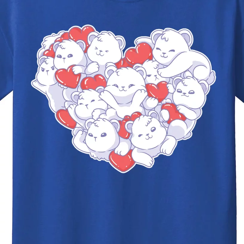 Polar Bear Hearts Pattern Animal Valentine's Day Meaningful Gift Kids T-Shirt