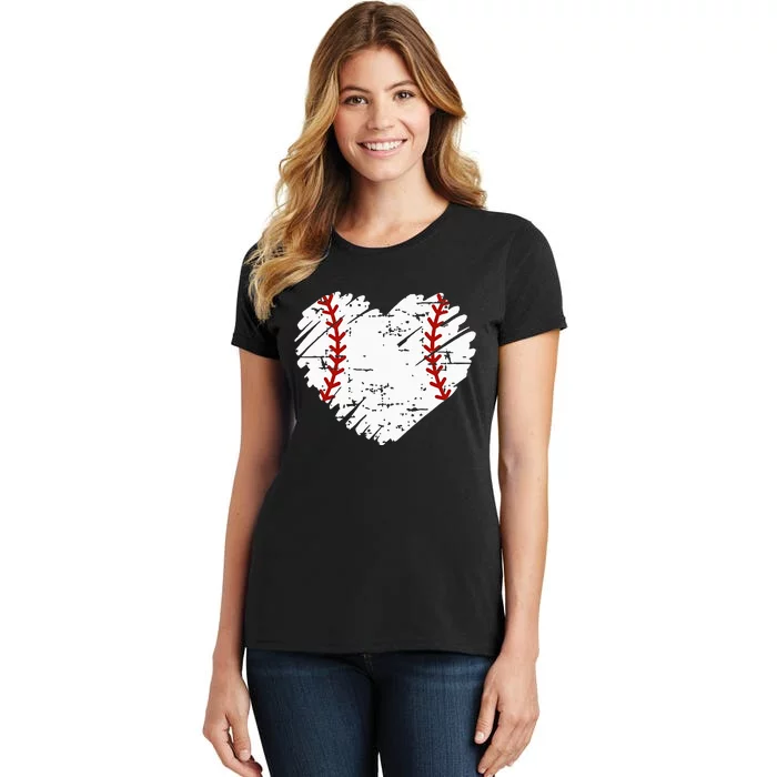 Pocket Baseball Heart Cute Softball Women's T-Shirt