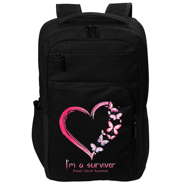 Pink Butterfly Heart Im A Survivor Breast Cancer Awareness Impact Tech Backpack