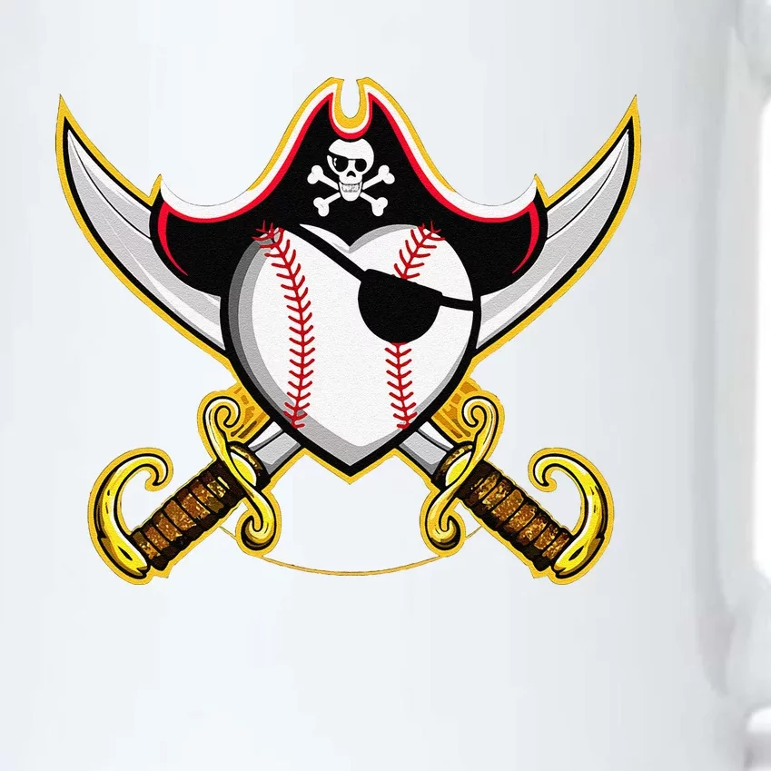 Pirate Baseball Heart Skull Pirate Black Color Changing Mug