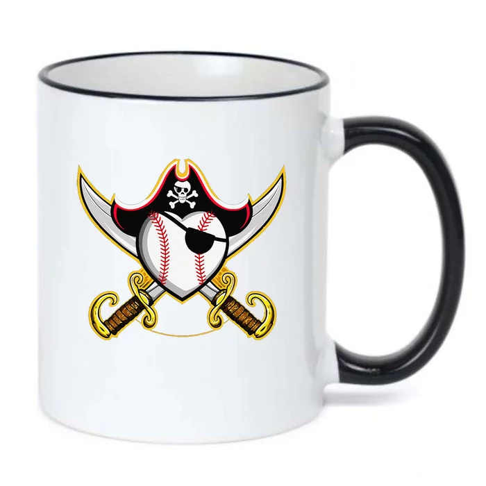 Pirate Baseball Heart Skull Pirate Black Color Changing Mug