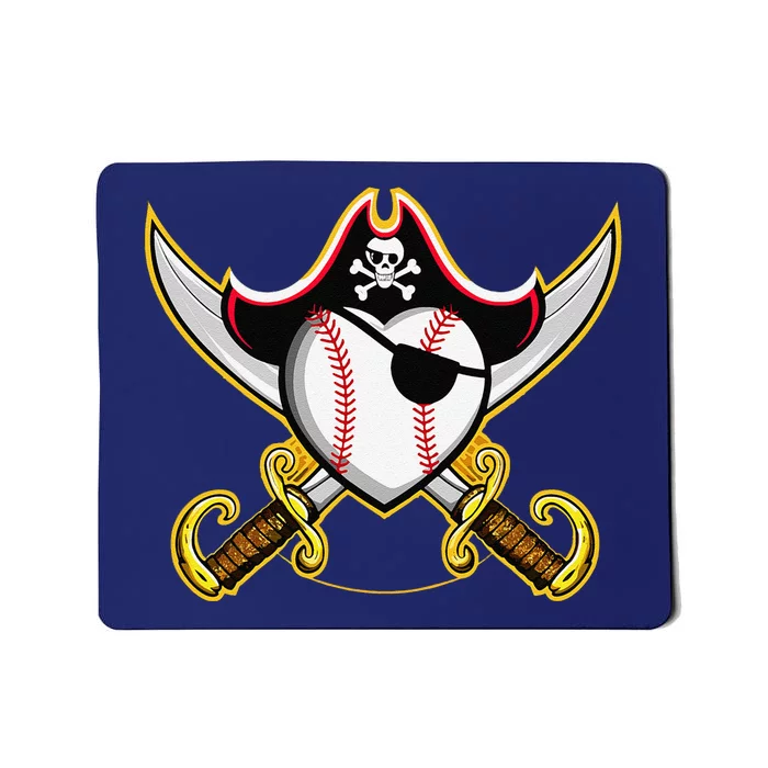 Pirate Baseball Heart Skull Pirate Mousepad