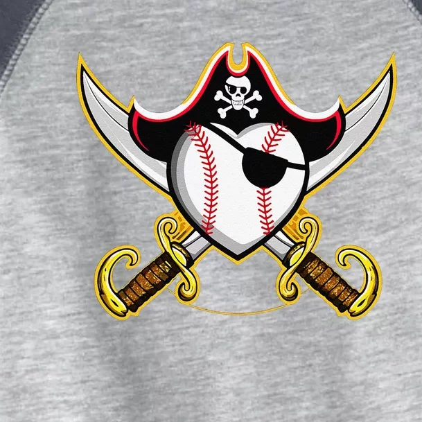 Pirate Baseball Heart Skull Pirate Toddler Fine Jersey T-Shirt