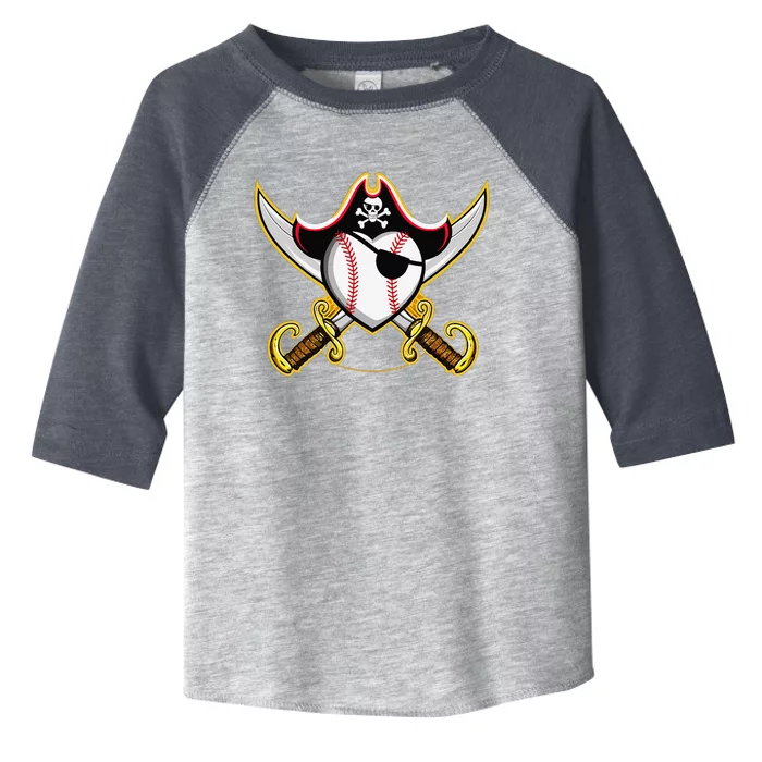 Pirate Baseball Heart Skull Pirate Toddler Fine Jersey T-Shirt