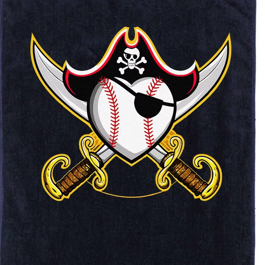 Pirate Baseball Heart Skull Pirate Platinum Collection Golf Towel