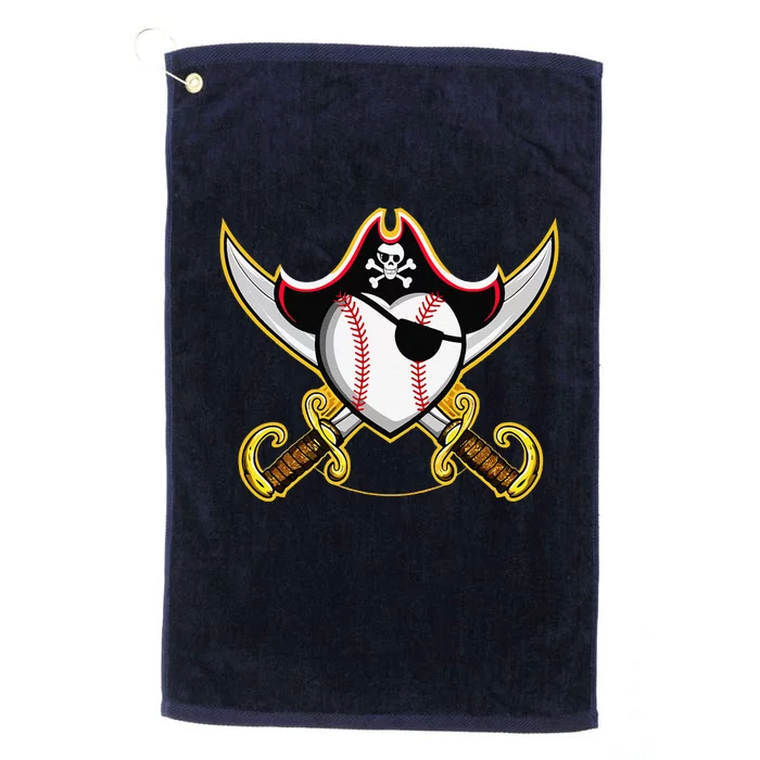 Pirate Baseball Heart Skull Pirate Platinum Collection Golf Towel