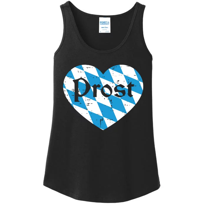 Prost Bavarian Heart Cute Oktoberfest Ladies Essential Tank