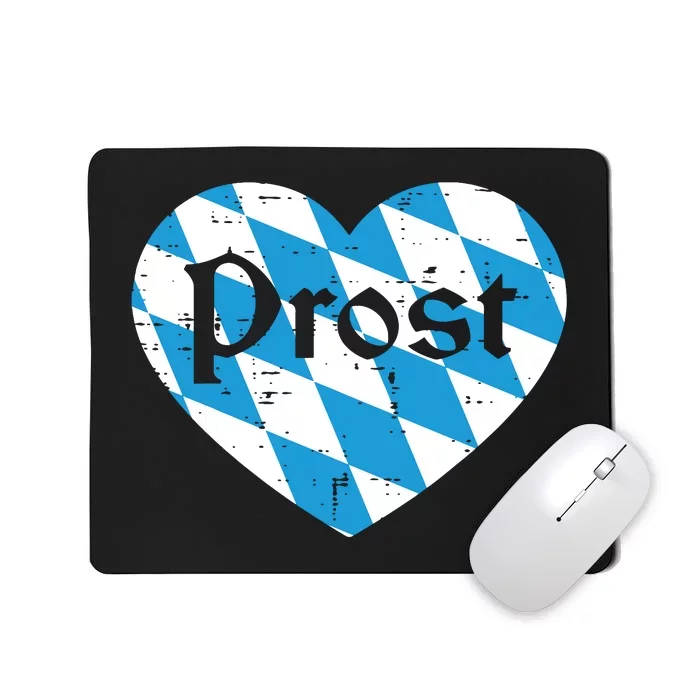 Prost Bavarian Heart Cute Oktoberfest Mousepad