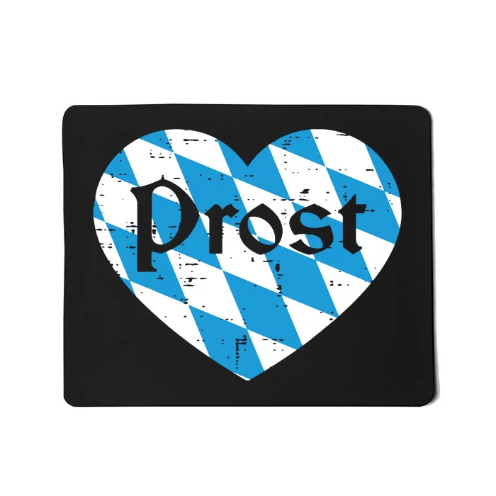 Prost Bavarian Heart Cute Oktoberfest Mousepad