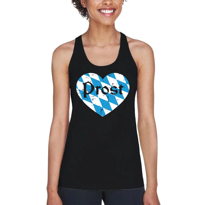 Prost Bavarian Heart Cute Oktoberfest Women's Racerback Tank