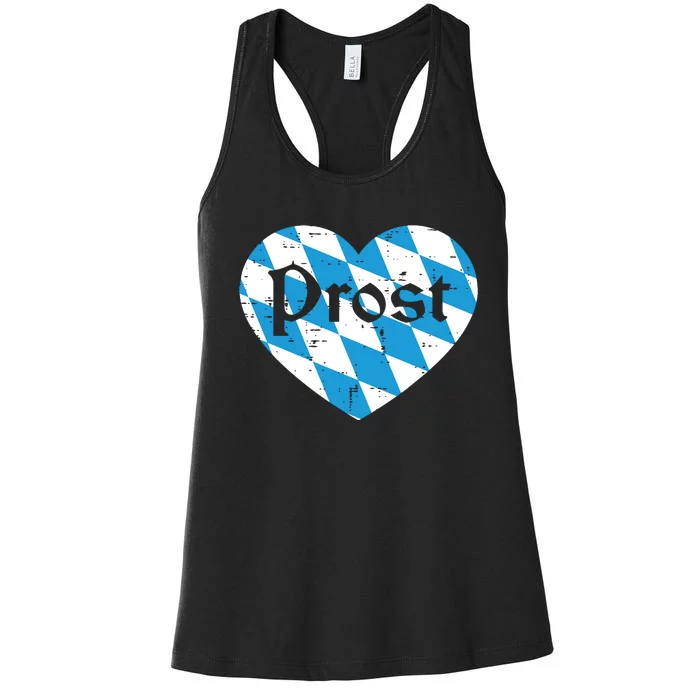 Prost Bavarian Heart Cute Oktoberfest Women's Racerback Tank