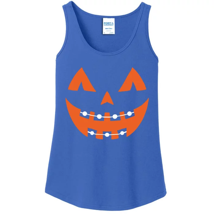 Pumpkin Braces Halloween Jack O Lantern Pumpkin Face Gift Ladies Essential Tank