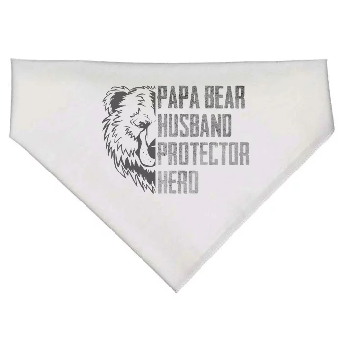 Papa Bear Husband Protector Hero Dad Funny Father's day USA-Made Doggie Bandana