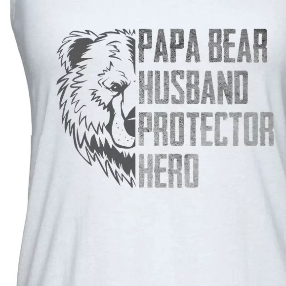 Papa Bear Husband Protector Hero Dad Funny Father's day Ladies Essential Flowy Tank