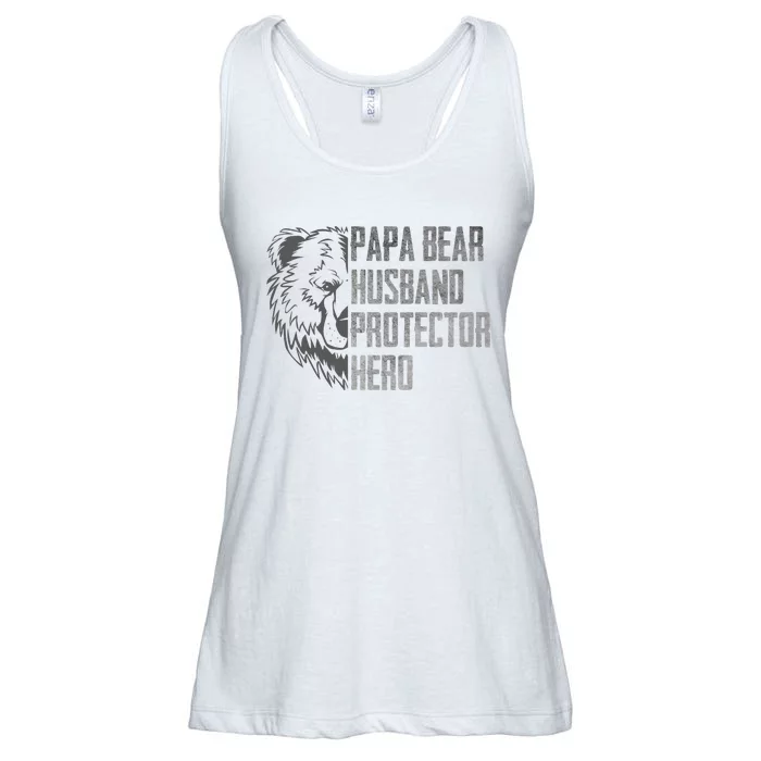 Papa Bear Husband Protector Hero Dad Funny Father's day Ladies Essential Flowy Tank