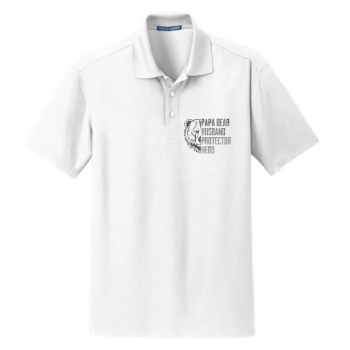 Papa Bear Husband Protector Hero Dad Funny Father's day Dry Zone Grid Performance Polo