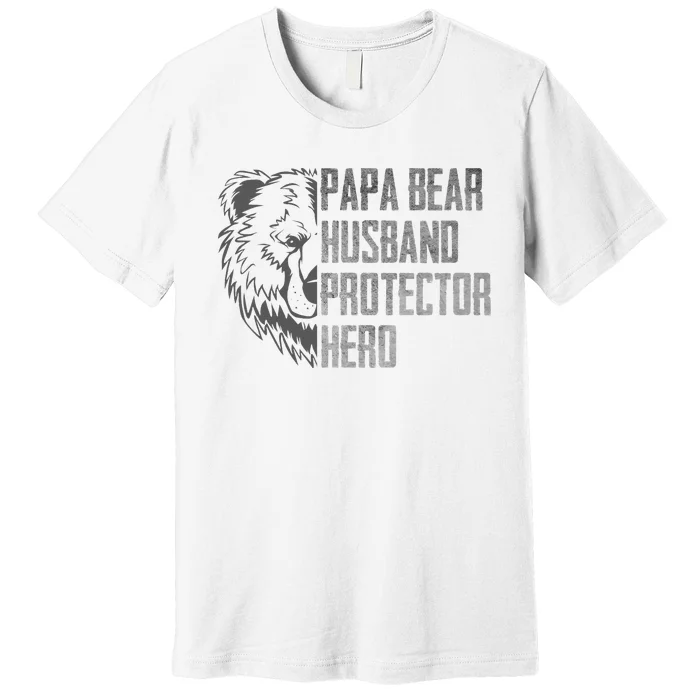 Papa Bear Husband Protector Hero Dad Funny Father's day Premium T-Shirt