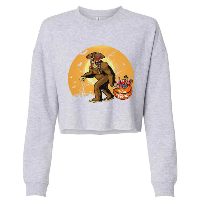 Pirate Bigfoot Halloween Costume Cropped Pullover Crew