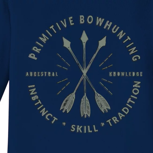 Primitive Bow Hunting , Archery Bow Hunter Gift Baby Long Sleeve Bodysuit