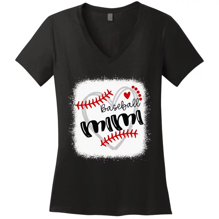 Personalized Baseball Heart Cute Baseball Women's V-Neck T-Shirt