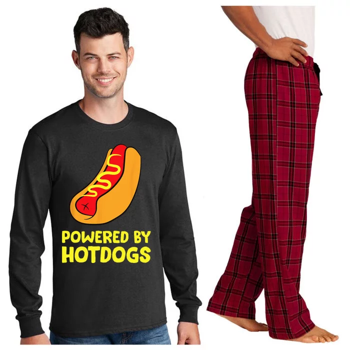 Powered By Hotdogs Funny Hotdog Long Sleeve Pajama Set