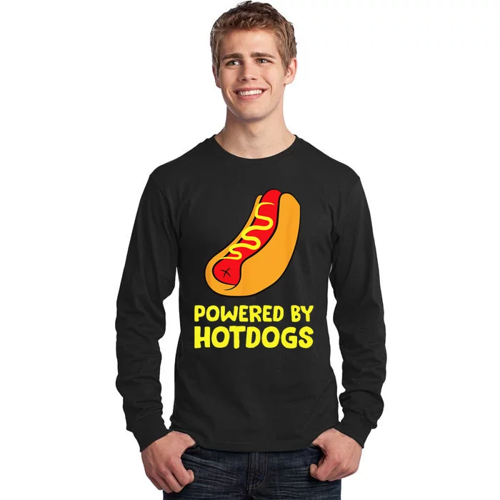 Powered By Hotdogs Funny Hotdog Tall Long Sleeve T-Shirt