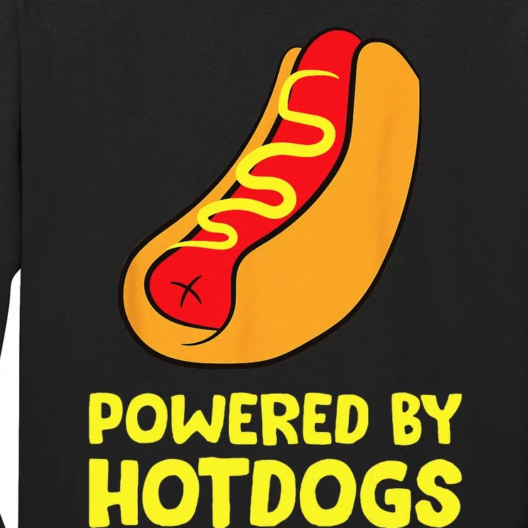 Powered By Hotdogs Funny Hotdog Tall Long Sleeve T-Shirt